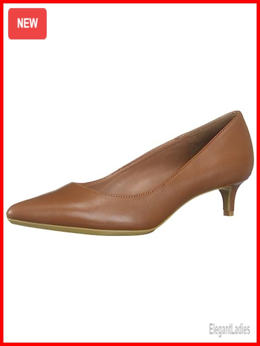 Calvin Klein Gabrianna Pump Pointed Toe Slip-On Leather Workwear Heel